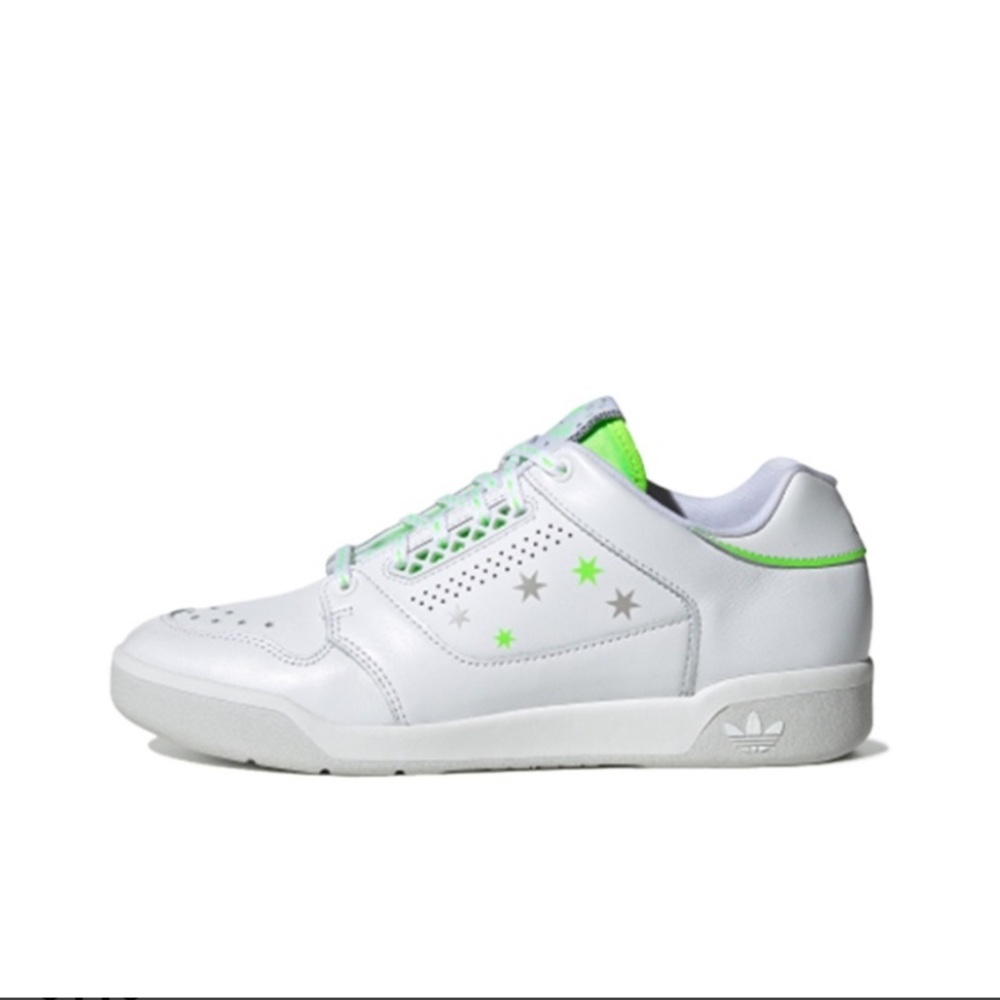 ADIDAS WOMEN SHOES SLAMCOURT WHITE AND NEON GREEN STARS SHOES